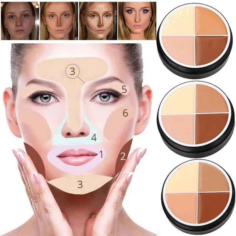 4 Colors Face Makeup Concealer Oil Control Full Cover Long-lasting Moisturizing Repairing Clear Smooth Beauty Makeup Skin Care