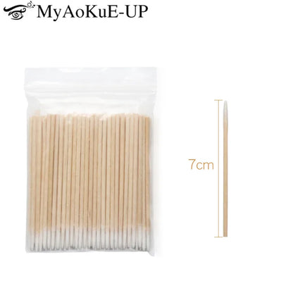 300pcs Disposable Ultra-small Cotton Swab Lint Free Micro Brushes Wood Cotton Buds Swabs Eyelash Extension Glue Removing Tools