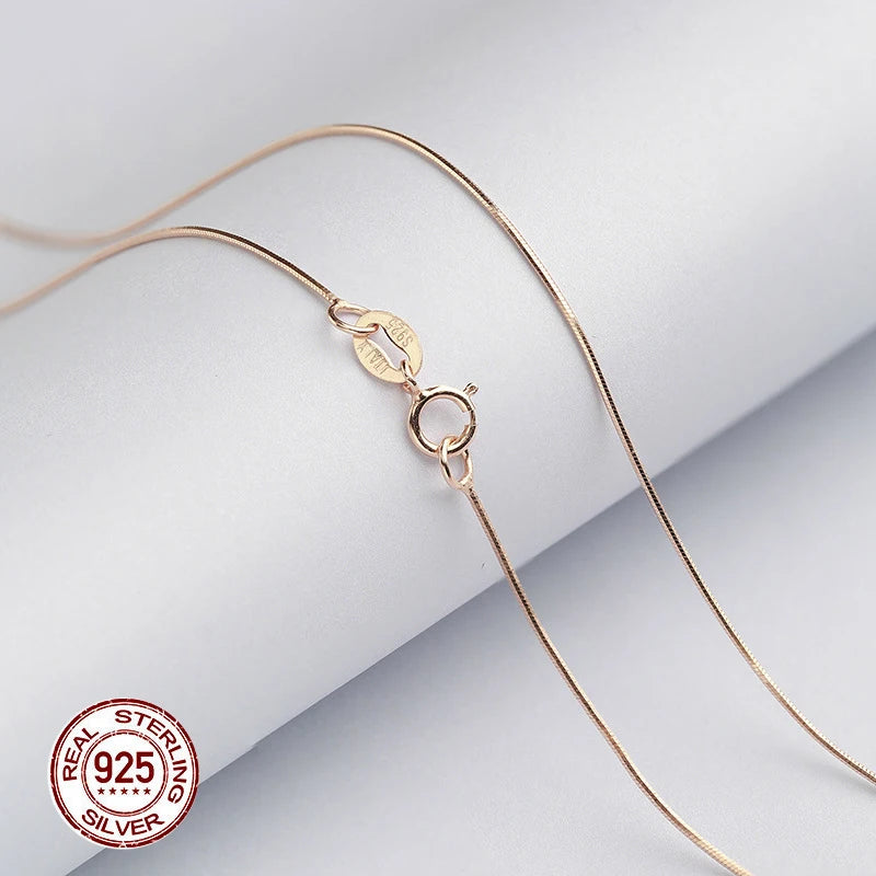100% 925 Sterling Silver 1mm Snake Chain Necklace for Women ,Silver / Gold Fine Jewlery For Men  40cm,45cm,50cm,55cm,60cm,70cm