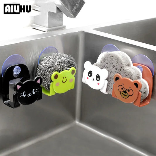 Lovely Kitchen Accessories Organizer Tools Cartoon Sponge Rag Storage Rack Home Decoration Kitchen Supplies Gadget Goods