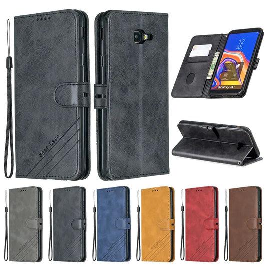 For Samsung Galaxy J4 Plus Case Leather Flip Case on sFor Samsung J4 J6 Plus 2018 Phone Case Fundas Luxury Magnetic Wallet Cover