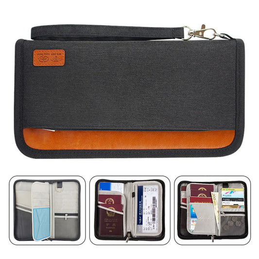 Travel Wallet,RFID Blocking Family Passport Holder Carry Storage Case Passport Holder Cash Document Organizer for Cards/Tickets/