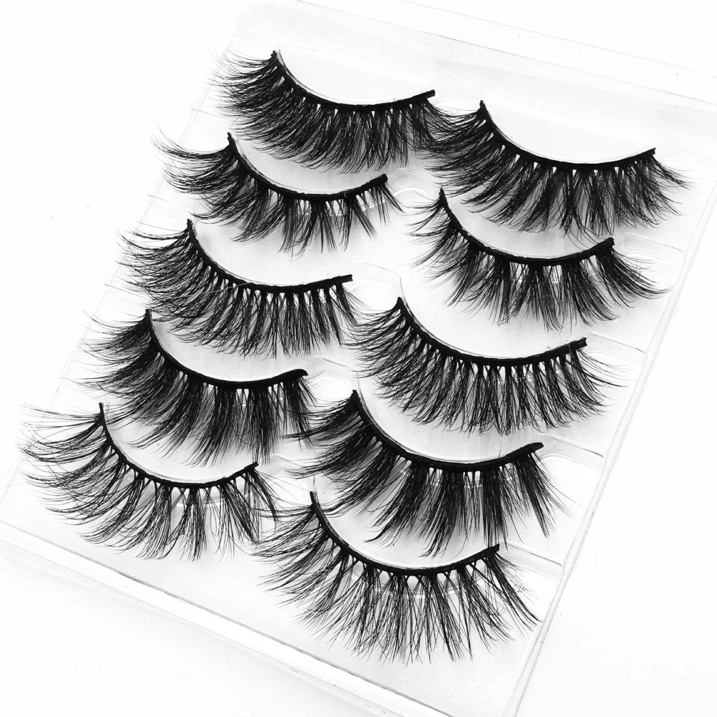 5 Pairs Faux Mink Eyelashes Fluffy Wispy Long Dramatic False Lashes Thick Volume Fake Eyelashes Natural Soft Extension Eyelash