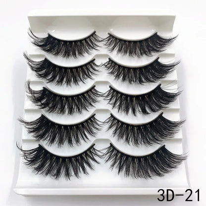 5 Pairs Faux Mink Eyelashes Fluffy Wispy Long Dramatic False Lashes Thick Volume Fake Eyelashes Natural Soft Extension Eyelash