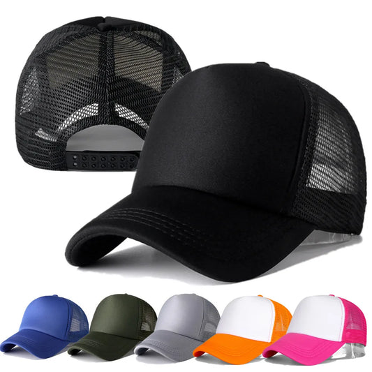 Unisex Cap Casual Plain Mesh Baseball Cap Adjustable Snapback Hats For Women Men Hip Hop Trucker Cap Streetwear Dad Hat