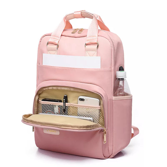 Stylish Waterproof Laptop Backpack 15.6 Women Fashion Backpack for girls Black Backpack Female large Bag 13 13.3 14 15 inch Pink