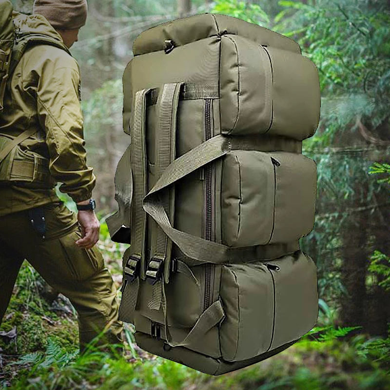 90L Large Capacity Men's Travel Bags Canvas Military Tactical Backpack Waterproof Hiking Climbing Camping Rucksack Bags XA216K