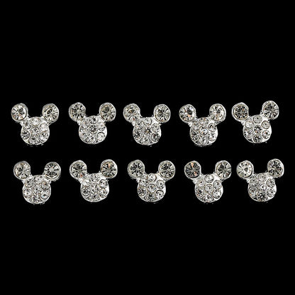 10 Pcs High Quality Glitter Full Drill Mouse Nial Art Decorations Alloy Rhinestones 3d Nail Jewelry Charms For Nails