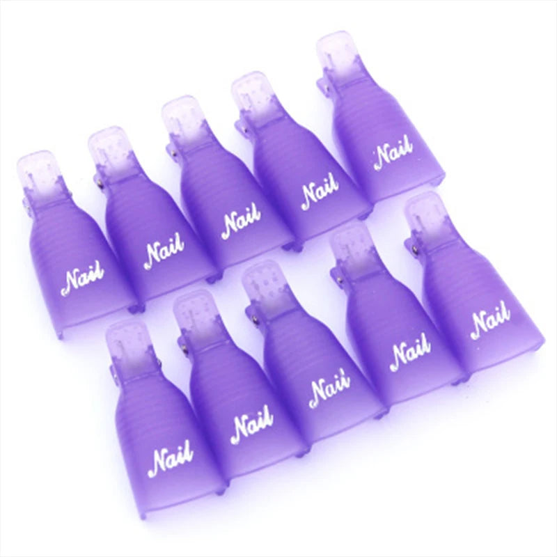 10pcs/lot Nail Remove Cap Clip 4Pink/Purple/White/Black Wraps Cleaner Soak Off UV Gel Varnish Nail Polish Tool Remover 4.5*2.2CM