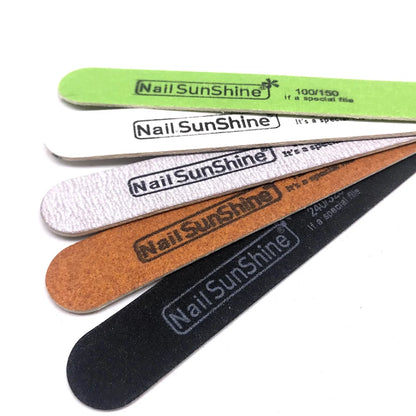 10Pcs Nail File Wooden Nail Art Sanding Buffer 80/100/120/150/180/240/320 Sandpaper UV Gel Polisher Manicure Pedicure Nails Tool