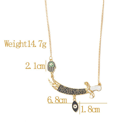 Muslim HZ Zulfiqar Imam Ali Sword Necklaces Stainless Steel Weapon Model Pendant Necklace for Women Men Religious Jewlery Gift