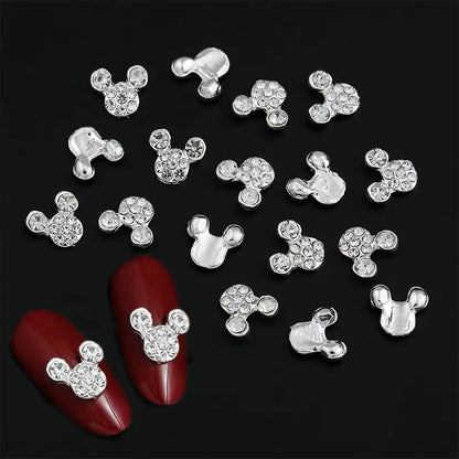 10 Pcs High Quality Glitter Full Drill Mouse Nial Art Decorations Alloy Rhinestones 3d Nail Jewelry Charms For Nails