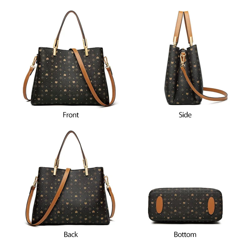 FOXER Business Lady Elegant Handbag Large Capacity Commuter Tote Style Signature Bag Women's Monogram PVC Shoulder Crossbody Bag