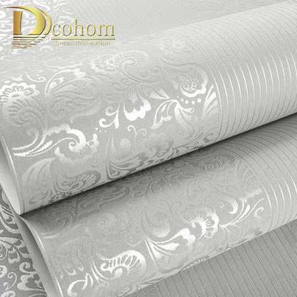 10M Home Improvement wall paper modern Fashion Non-woven Flocking Wallpaper Rolls for bedroom background wall 5 Colors R19