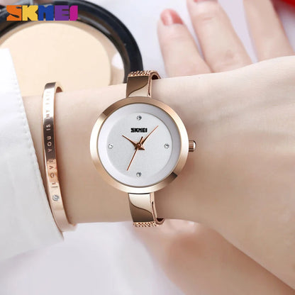 SKMEI Luxury Quartz Ladies Watch Thin Strap Fashion Women Watch Casual Stainless Steel Female Wristwatcch Relogio Feminino 1390