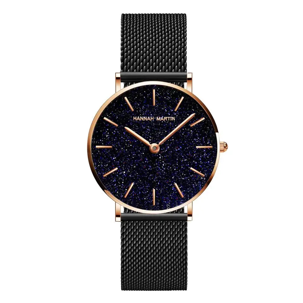 Women Watches New Flash Stars Stainless Steel Rose Gold Mesh Unique Simple Casual Quartz Waterproof Wristwatches Clock Hot Sale