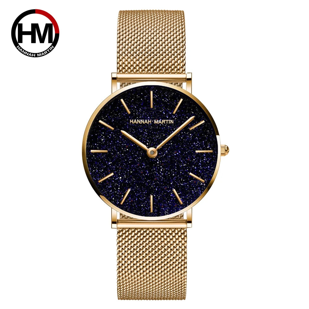 Women Watches New Flash Stars Stainless Steel Rose Gold Mesh Unique Simple Casual Quartz Waterproof Wristwatches Clock Hot Sale