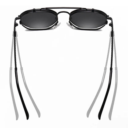 SHAUNA Retro Metal Punk Polygon Square Polarized Men Sunglasses Fashion Women Flip Clear Ocean Lens Sun Glasses Shades UV400