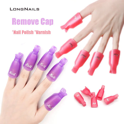 10pcs/lot Nail Remove Cap Clip 4Pink/Purple/White/Black Wraps Cleaner Soak Off UV Gel Varnish Nail Polish Tool Remover 4.5*2.2CM