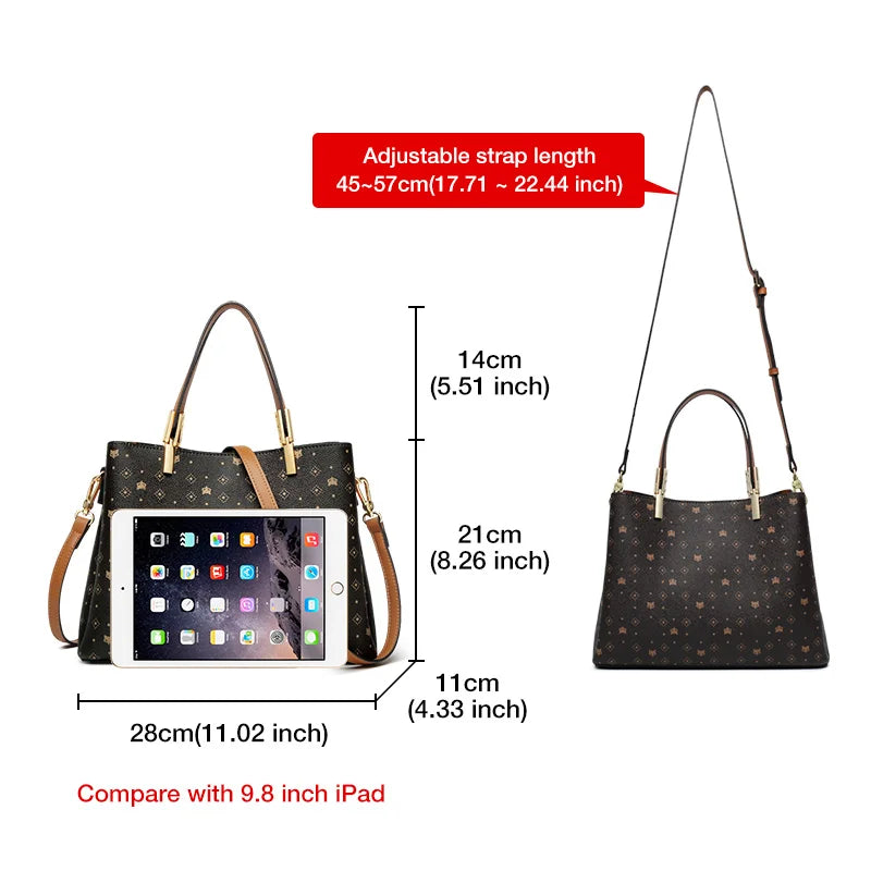 FOXER Business Lady Elegant Handbag Large Capacity Commuter Tote Style Signature Bag Women's Monogram PVC Shoulder Crossbody Bag