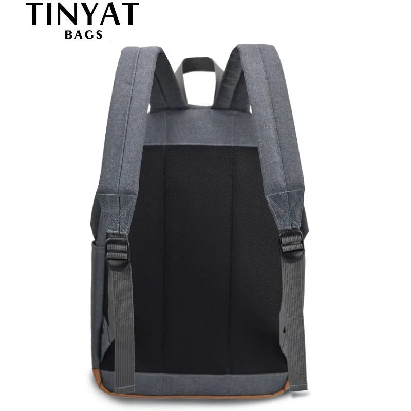 TINYAT Men's 15 inch laptop backpacks computer male school Backpacks Rucksacks leisure for teenage Travel Shoulder Mochila Grey