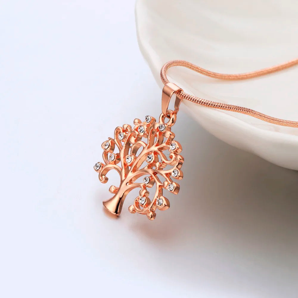 Tree Of Life Necklace for Women Gold Silver Color Short Choker Small Crystal Female Pendant Necklace Jewelry 2021 Party Gift