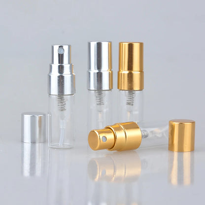 50pcs/lot 2ml Portable Glass Refillable Perfume Bottle With Aluminum Atomizer Empty Parfum Case For Traveler