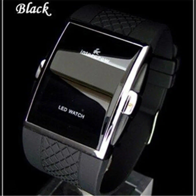 Sports Digital Men Watches 2023 New Stylish Black Rentangle Dial LED Electronic Clock Silicone Watchband Hot erkek kol saati