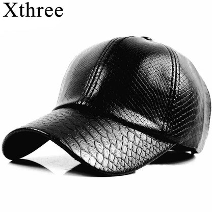 Xthree fashion Baseball Cap women fall faux Leather cap hip hop snapback Hats For men winter hat for women