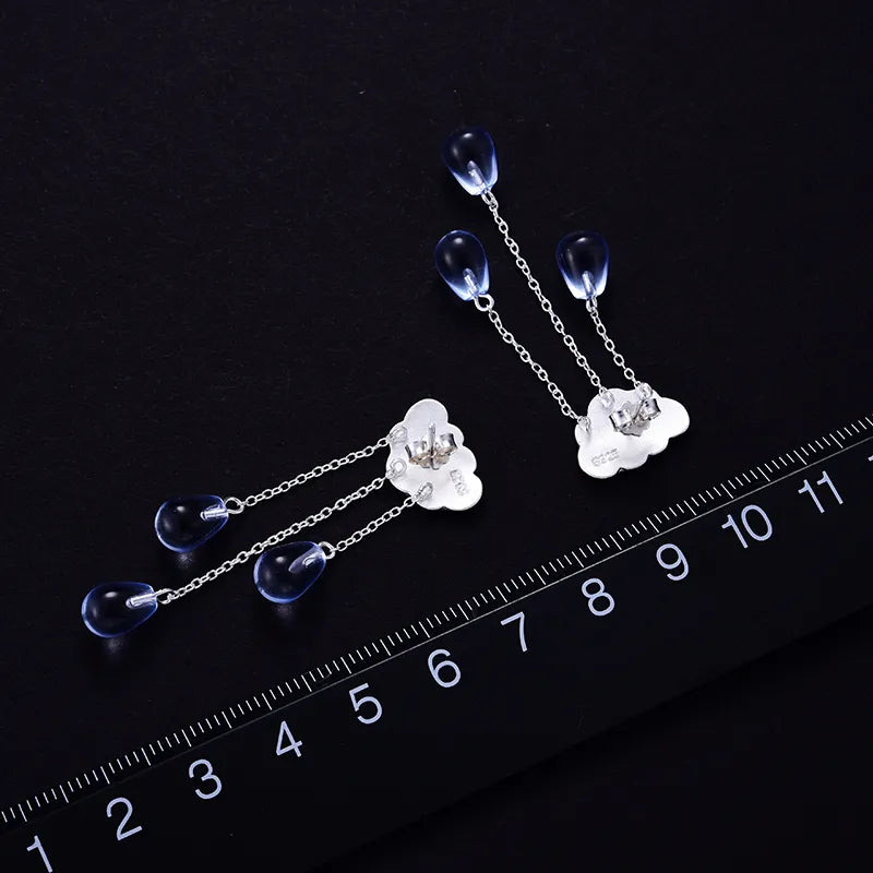 Lotus Fun Real 925 Sterling Silver Natural Crystal Gems Fine Jewelry Ethnic Cloud Long Tassel Drop Earrings for Women Brincos