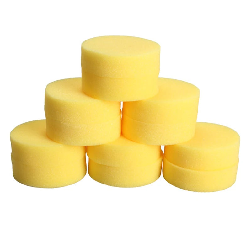 12PCS Wax sponges Round Car Polish Sponge Car Wax Foam Sponges Applicator Pads for Clean Car Cleaner Care Tools Glass Yellow