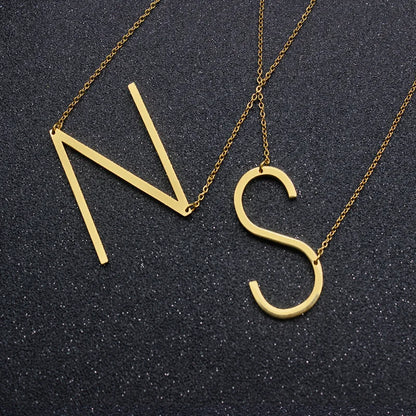 Stainless Steel 26 English Letters Metal Pendant Necklace Fashion A-Z Alphabet Choker Chain Jewelry Gifts For Women Wholesale