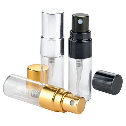 50pcs/lot 2ml Portable Glass Refillable Perfume Bottle With Aluminum Atomizer Empty Parfum Case For Traveler