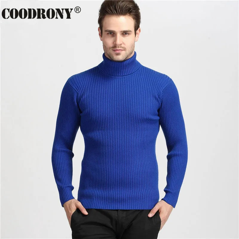 COODRONY Winter Thick Warm Cashmere Sweater Men Turtleneck Mens Sweaters Slim Fit Pullover Men Classic Wool Knitwear Pull Homme