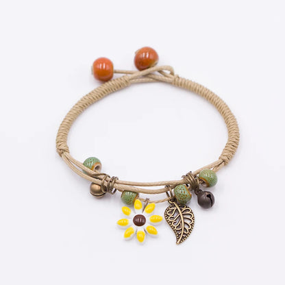 Women's Flower leaf Ceramic hand made DIY Bracelets Artware Retro bracelet for woman girl gift Jewelery wholesale #1241