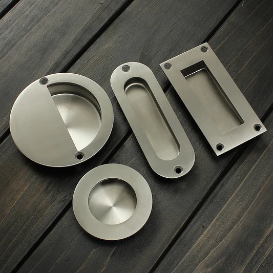 Hot Stainless Steel Door Handle Flush Recessed Pull Circular Oval Rectangular Hardware Drawer Embedded For Home Tools Free Ship