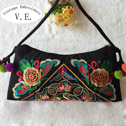 Vintage Embroidery Womens Messenger Bags National Trend Embroidery Cross-body Women Shoulder Bag Clutch Handbag Bolsa