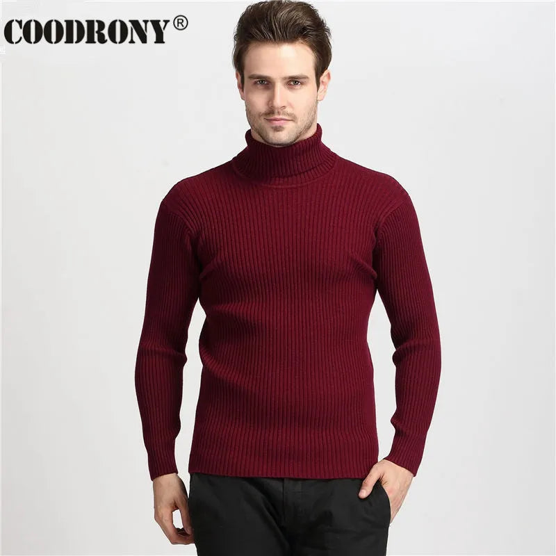 COODRONY Winter Thick Warm Cashmere Sweater Men Turtleneck Mens Sweaters Slim Fit Pullover Men Classic Wool Knitwear Pull Homme