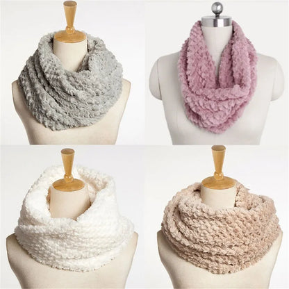 New Winter Scarf Fashion Women Faux Fur Infinity Circle Cable Cowl Neck Long Scarf Shawl Wrap Lady Girl Soft Solid Ring Scarf