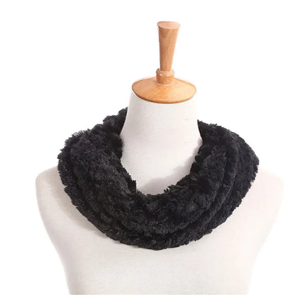 New Winter Scarf Fashion Women Faux Fur Infinity Circle Cable Cowl Neck Long Scarf Shawl Wrap Lady Girl Soft Solid Ring Scarf