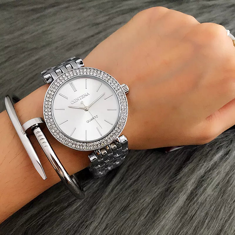 Fashion Luxury Silver Watch Women Watches Rhinestone Women's Watches Ladies Watch Stainless Steel Clock