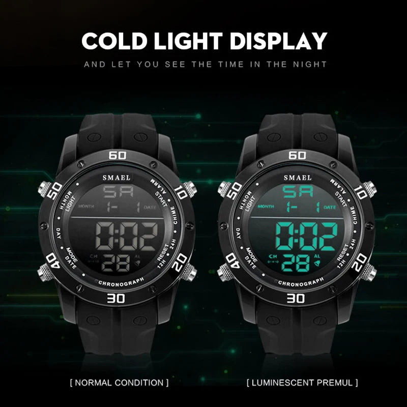 Fashion Watches Men Orange Casual Digital Watches Sports LED Clock Male Automatic Date Watch 1145 Men's Wristwatch Waterproof