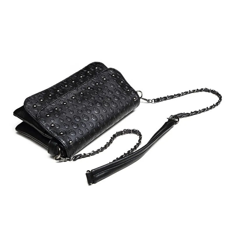 JIEROTYX England Style Skull Women Crossbody Bag Leather Small Skull Shoulder Bag Chain Luxury Clutch Women Bags Designer Drop