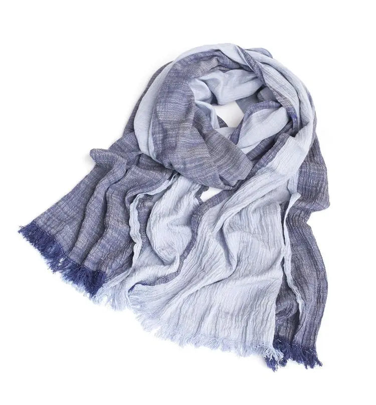 2022 Wholesale Brand Winter Scarf Men Warm Soft Tassel Bufandas Cachecol Gray Plaid Woven Wrinkled Cotton Men Scarves