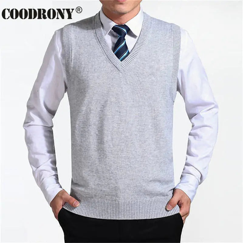 COODRONY 2024 New Arrival Solid Color Sweater Vest Men Cashmere Sweaters Wool Pullover Men Brand V-Neck Sleeveless Jersey Hombre