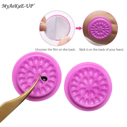 HOT 100pcs Colorful Disposable Plastic Flower Eyelash Holder Sticker Glue Adhesive Pallet For Eyelash Extension Makeup Tools