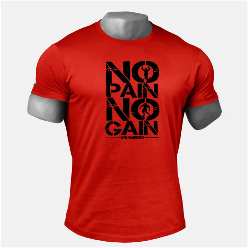 Muscle guys Brand Men's NO PAIN NO GAIN Gym T Shirts,Bodybuilding Fitness Workout Clothes Cotton T-Shirt