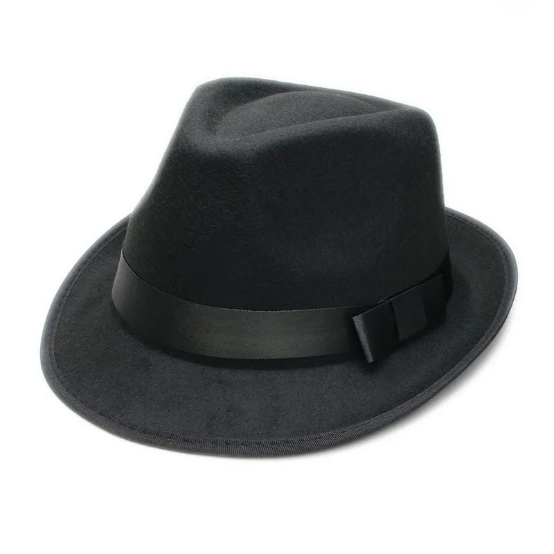 LUCKYLIANJI Retro Hard Felt Women Men Fold Wide Brim Billycock Sag Top Bowler Derby Jazz Fedora Panama Casual Hats (Size:57cm)