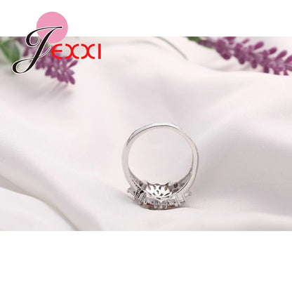 Girls Bling Jewelry Finger Accessories Fashion 925 Sterling Silver Colorized Flower Shape Rings Wholesale