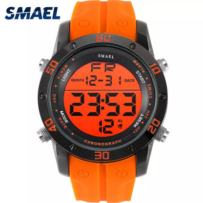 Fashion Watches Men Orange Casual Digital Watches Sports LED Clock Male Automatic Date Watch 1145 Men's Wristwatch Waterproof